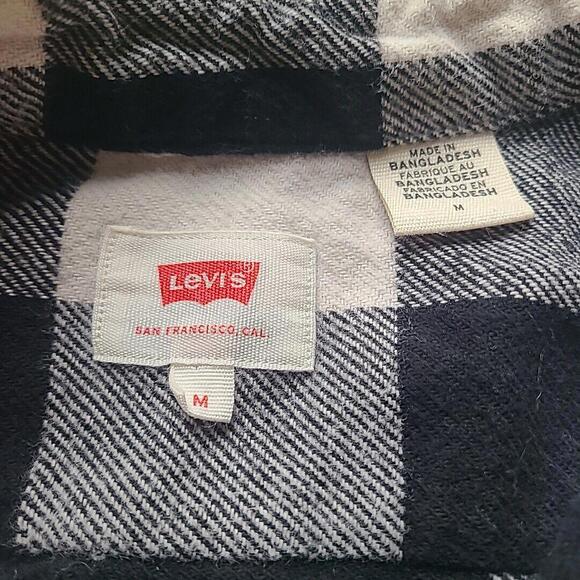 Levi's Classic Plaid Flannel Worker Over Shirt Mens Medium White Cotton  19587 - Picture 3 of 9
